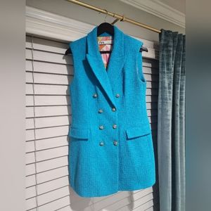 Zara Turquoise Tweed Dress